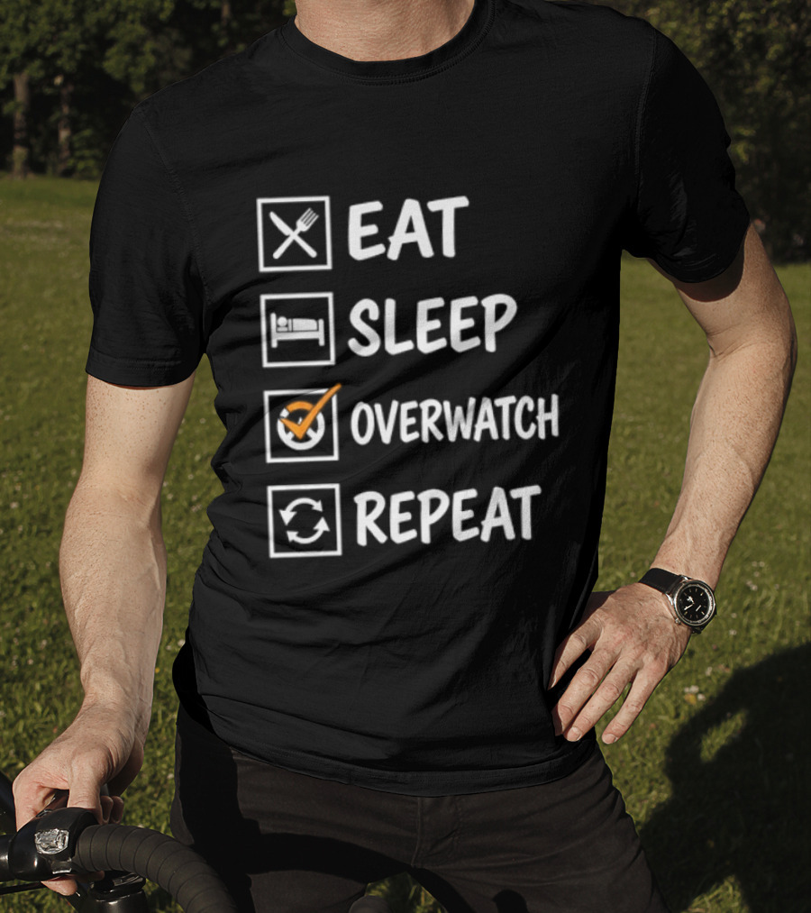 Eat Sleep Over Repeat Gaming Checklist Gamer T-Shirt