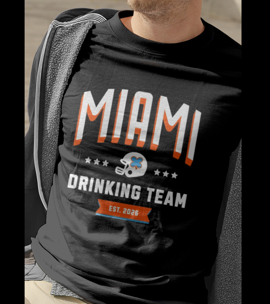 Miami Dolphins Drinking Team Est 2026 Football Helmet Stars T-Shirt