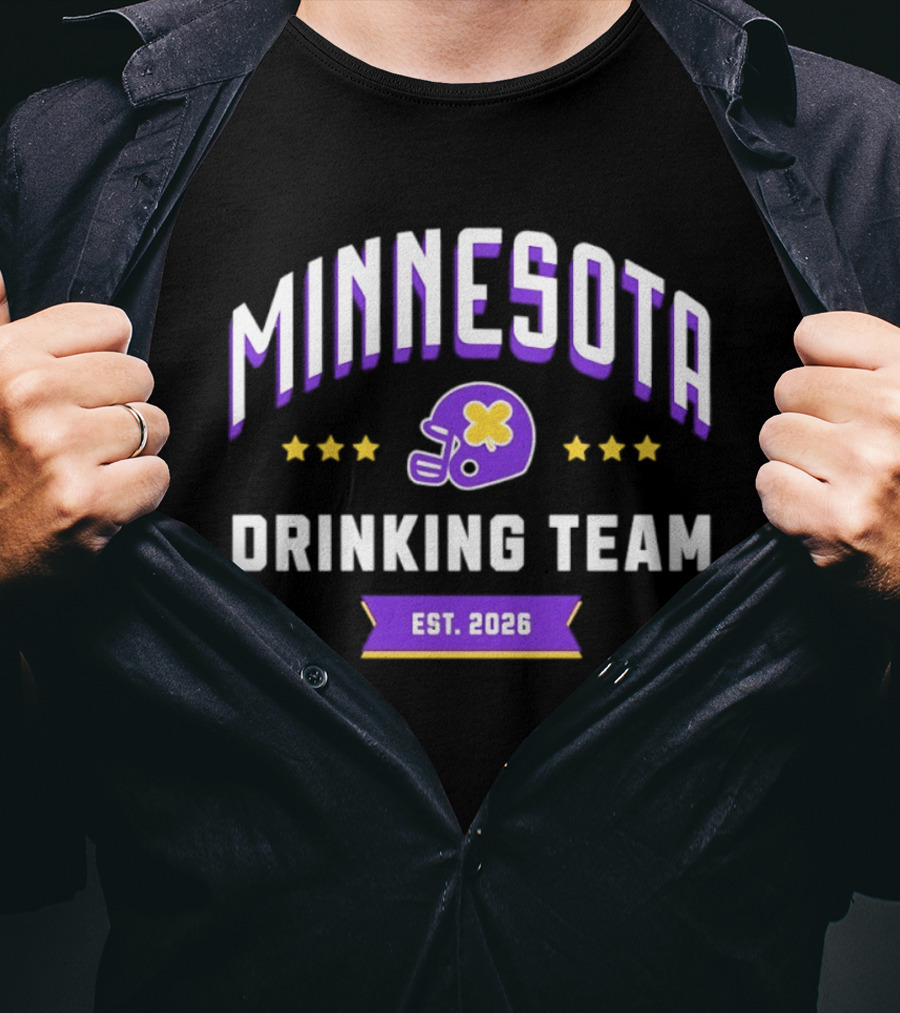 Minnesota Drinking Team Est 2026 Football Helmet Party Fun T-Shirt