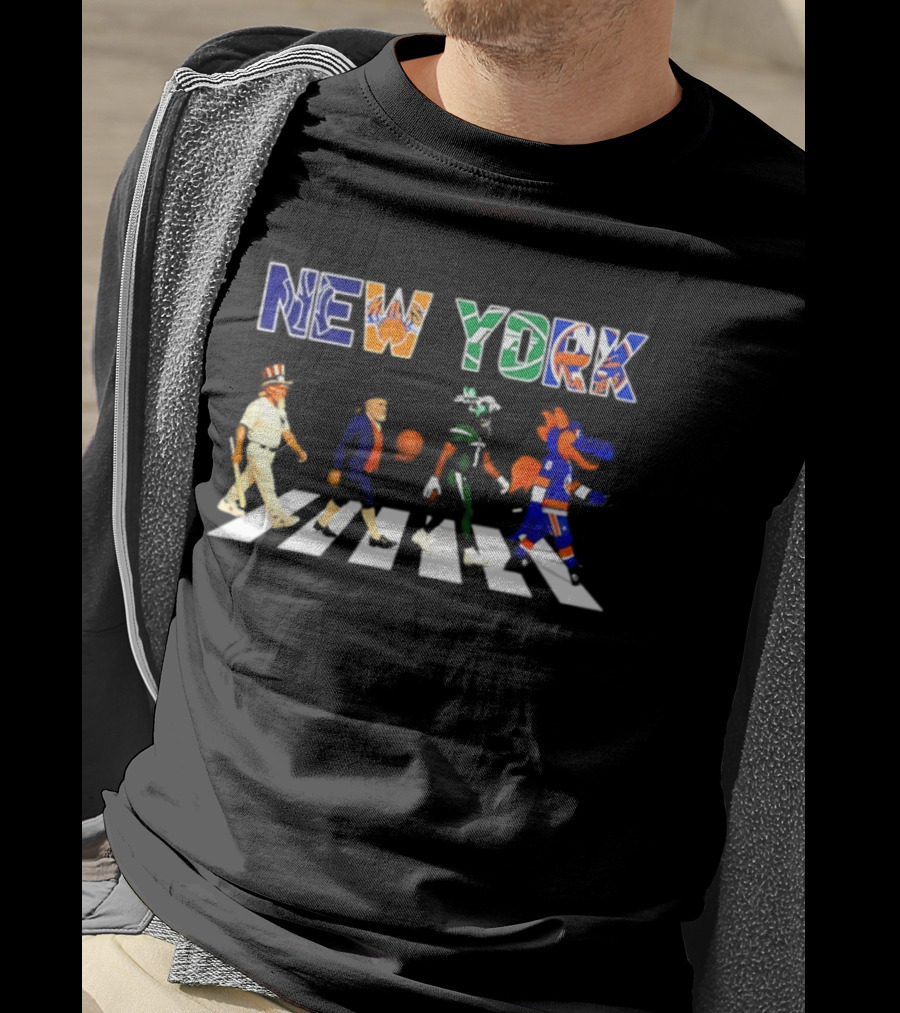 New York Yankees Knicks Jets Islanders Abbey Road Sports T-Shirt