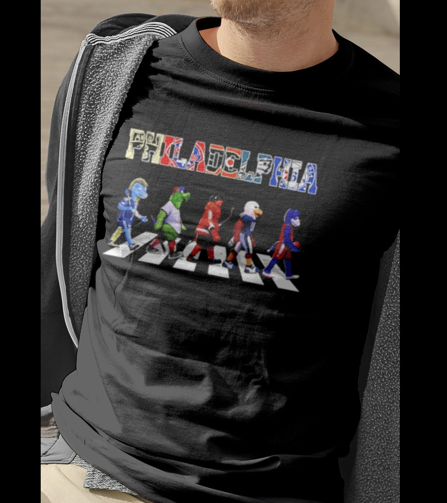 Philadelphia Sports Mascots Abbey Road Walk T-Shirt