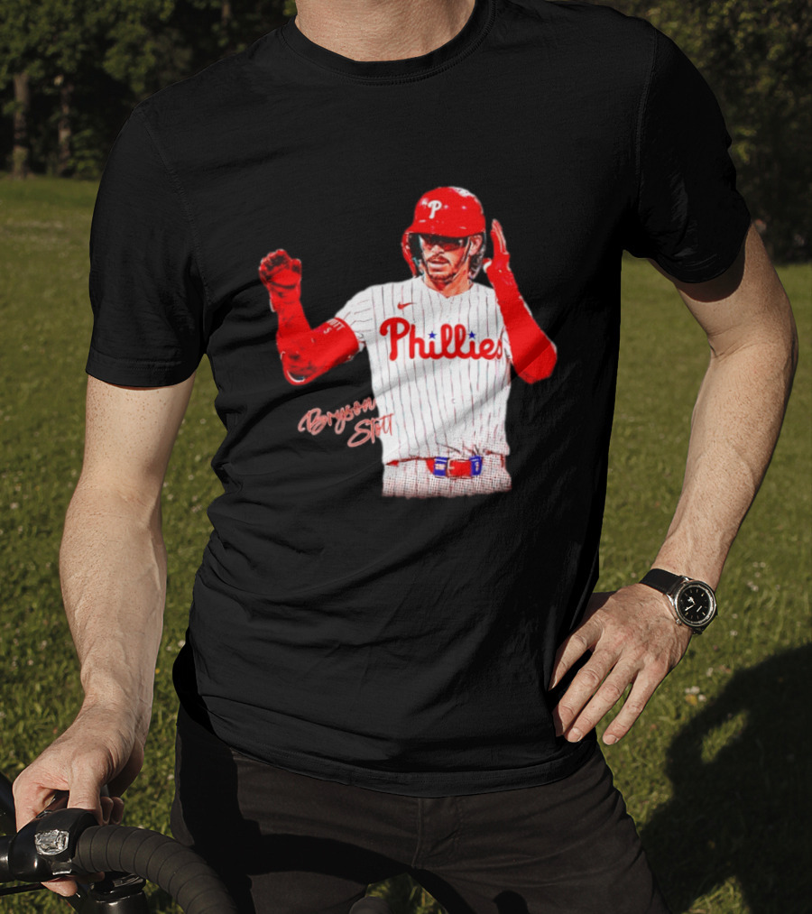 Philadelphia Phillies Bryson Stott Baseball Player Red And White Uniform T-Shirt