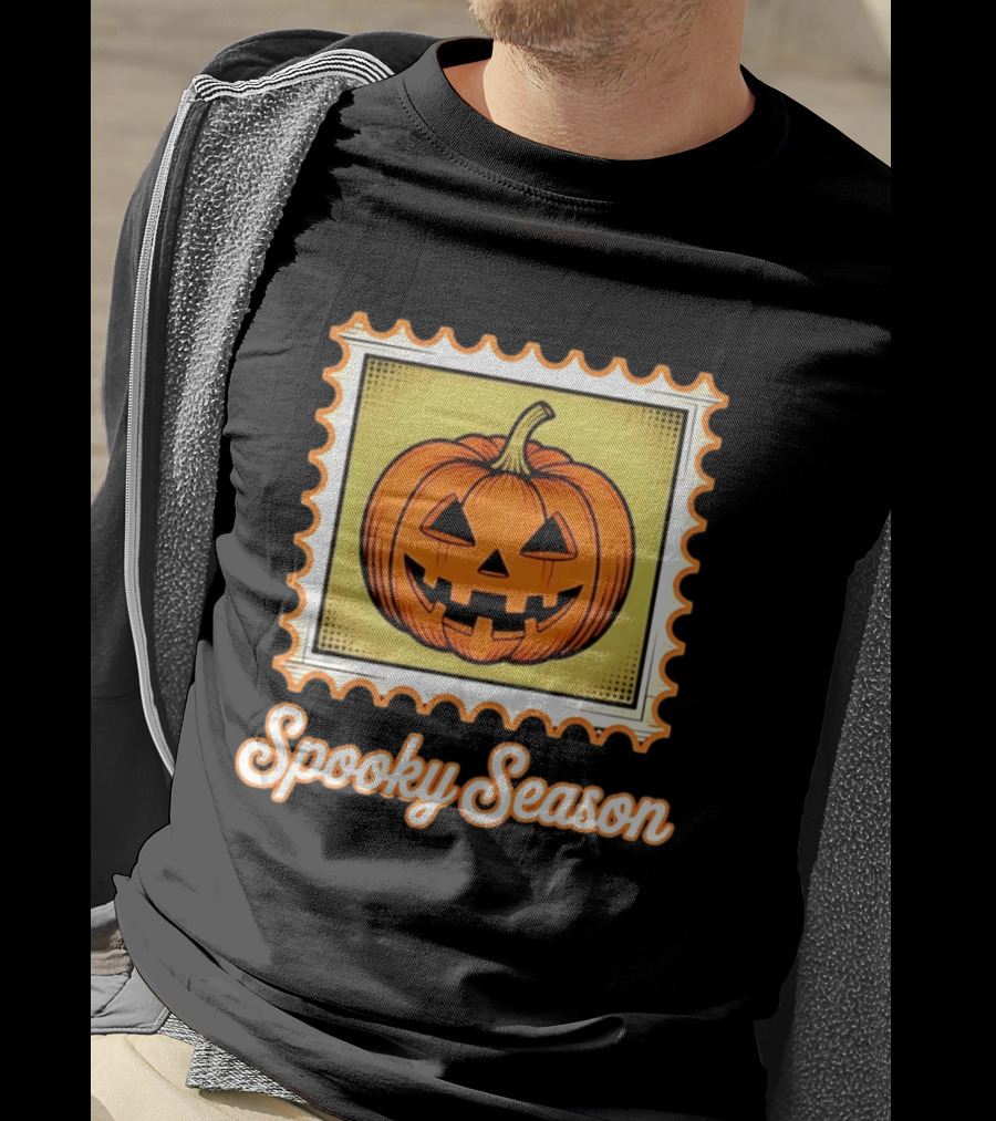Spooky Season Pumpkin Stamp Halloween T-Shirt