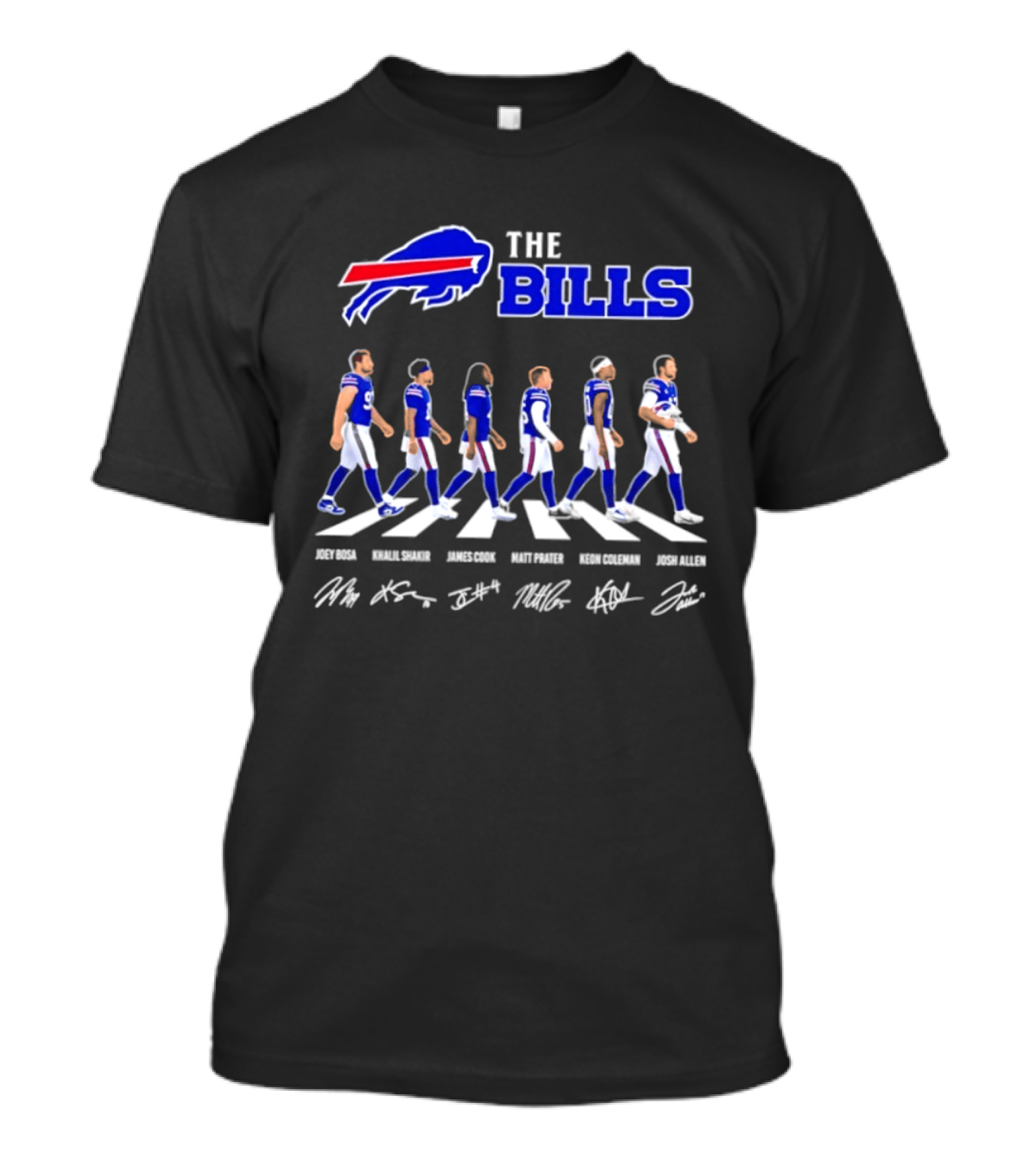 The Bills Josh Allen Joey Bosa Khalil Shakir James Cook Keon Coleman Matt Prater Abbey Road NFL Signatures T-Shirt