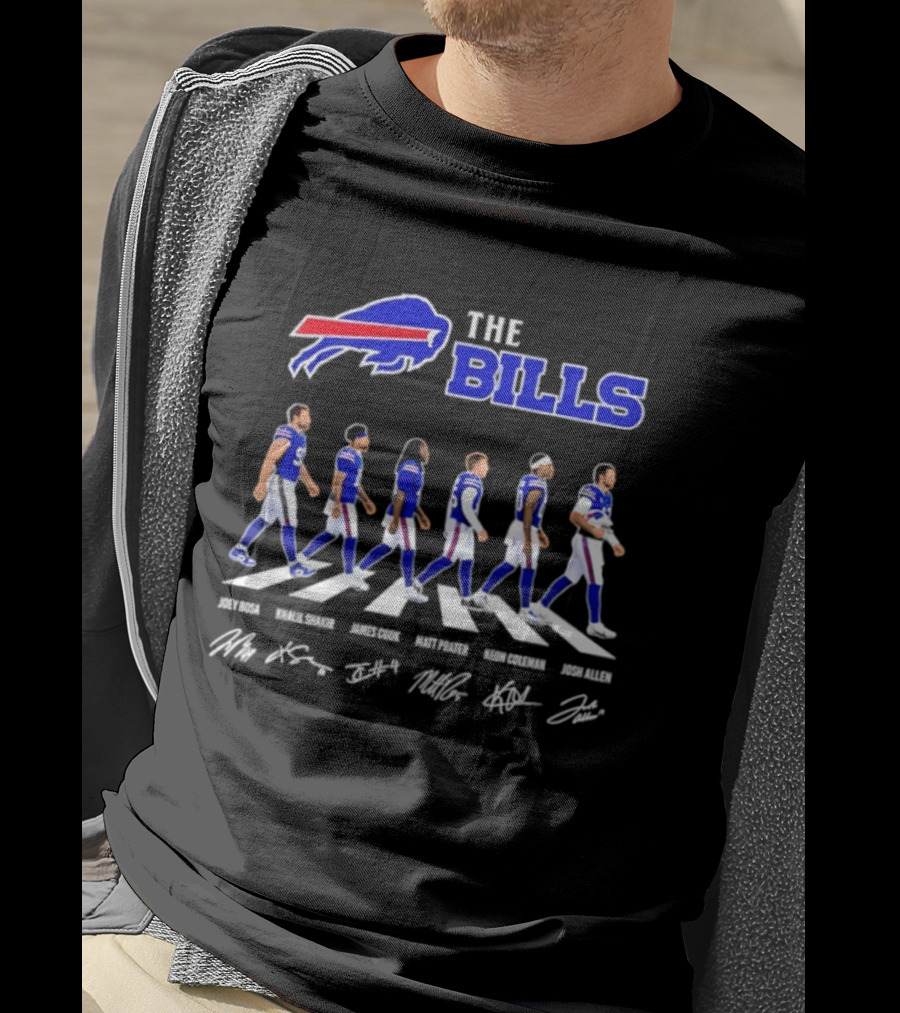 The Bills Josh Allen Joey Bosa Khalil Shakir James Cook Keon Coleman Matt Prater Abbey Road NFL Signatures T-Shirt