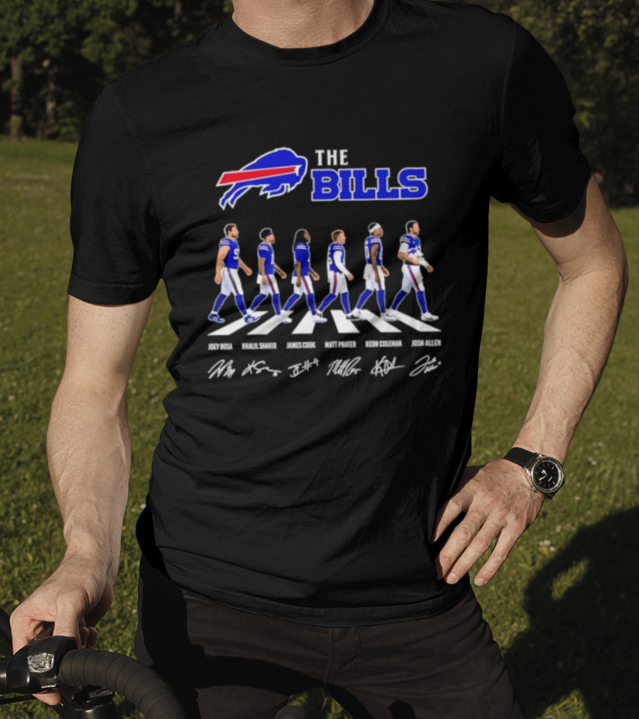 The Bills Josh Allen Joey Bosa Khalil Shakir James Cook Keon Coleman Matt Prater Abbey Road NFL Signatures T-Shirt