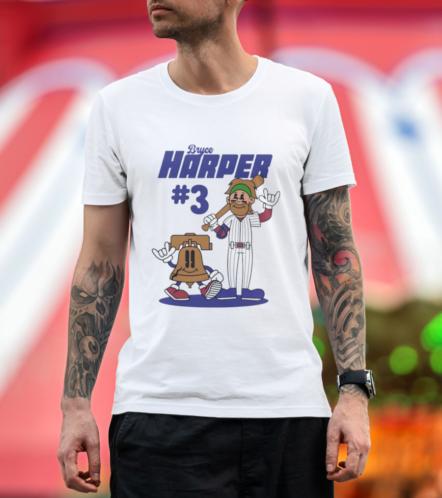 Bryce Harper #3 Philadelphia Phillies MLB Liberty Bell Animated Players T-Shirt