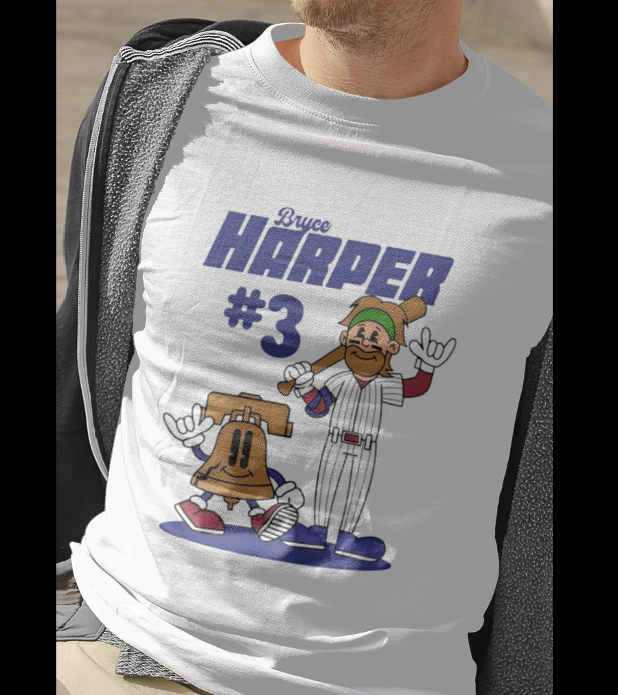 Bryce Harper #3 Philadelphia Phillies MLB Liberty Bell Animated Players T-Shirt