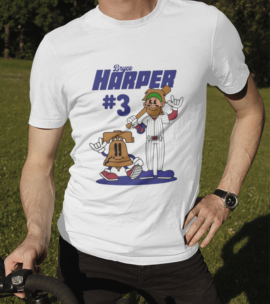 Bryce Harper #3 Philadelphia Phillies MLB Liberty Bell Animated Players T-Shirt