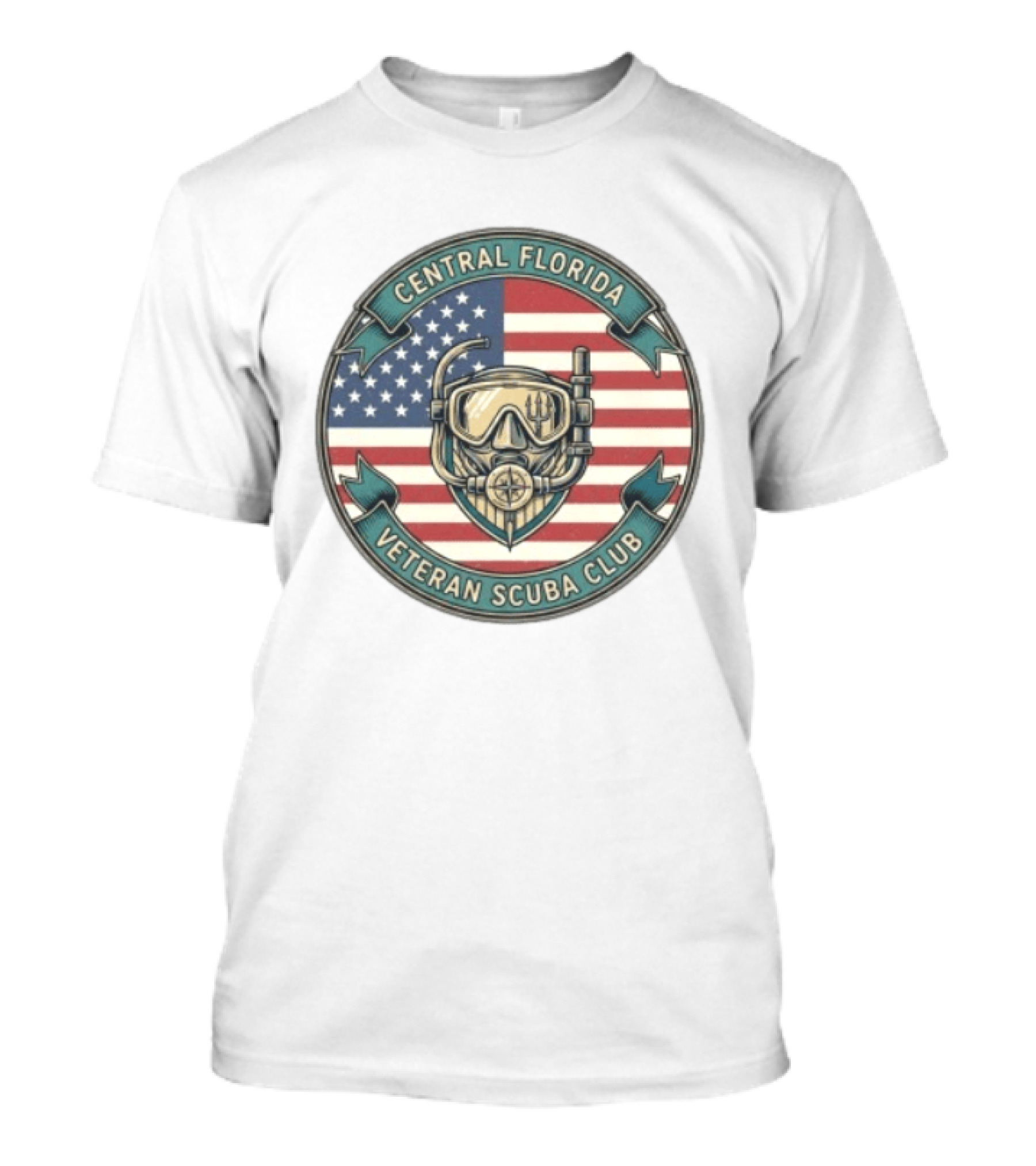 Central Florida Veteran Scuba Club American Flag Dive Mask T-Shirt