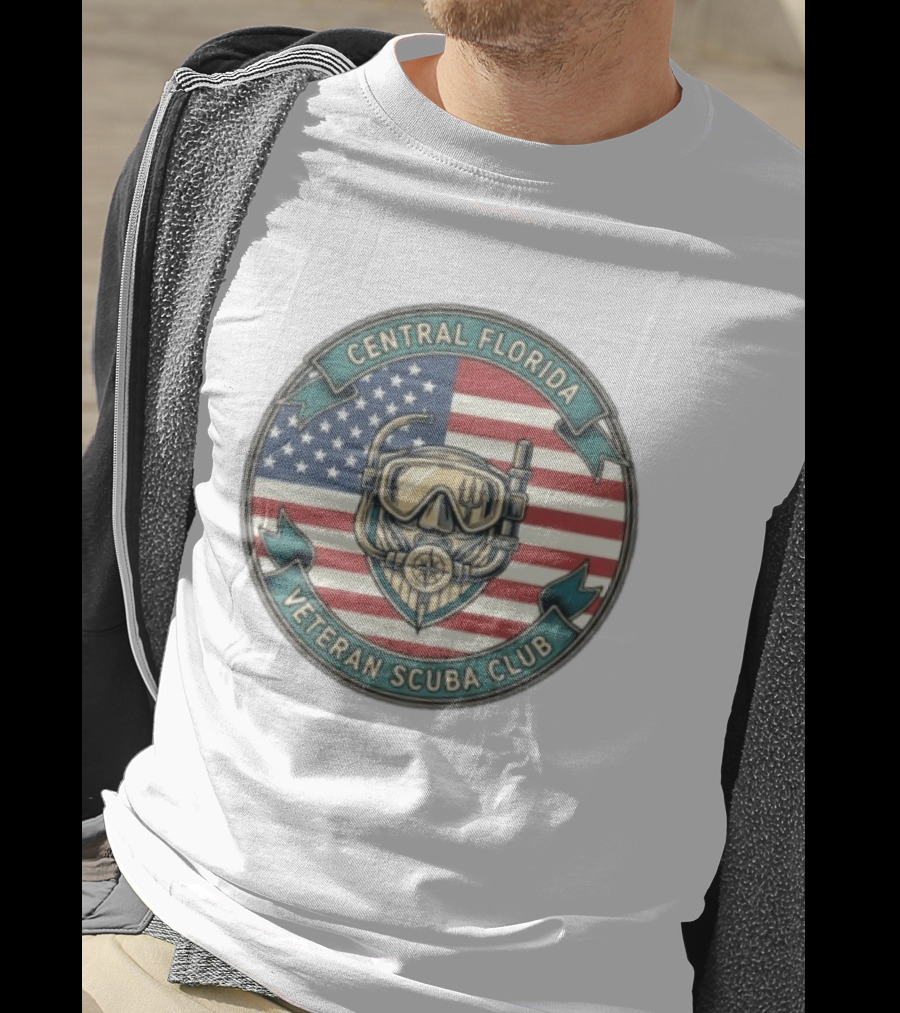 Central Florida Veteran Scuba Club American Flag Dive Mask T-Shirt