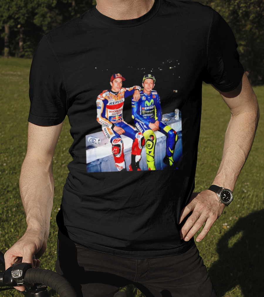 Valentino Rossi Marc Marquez MotoGP Repsol Yamaha Smoking Beer T-Shirt
