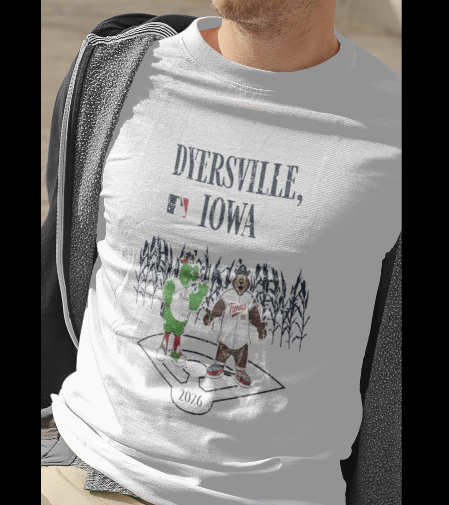 Dyersville Iowa 2026 MLB Philadelphia Phillies Vs Minnesota Twins Phillie Phanatic T.C. Bear Field Of Dreams T-Shirt