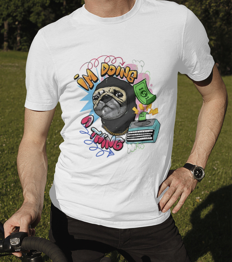 Roodabeguh Im Doing A Thing Funny Sloth In With Money And Typewriter T-Shirt