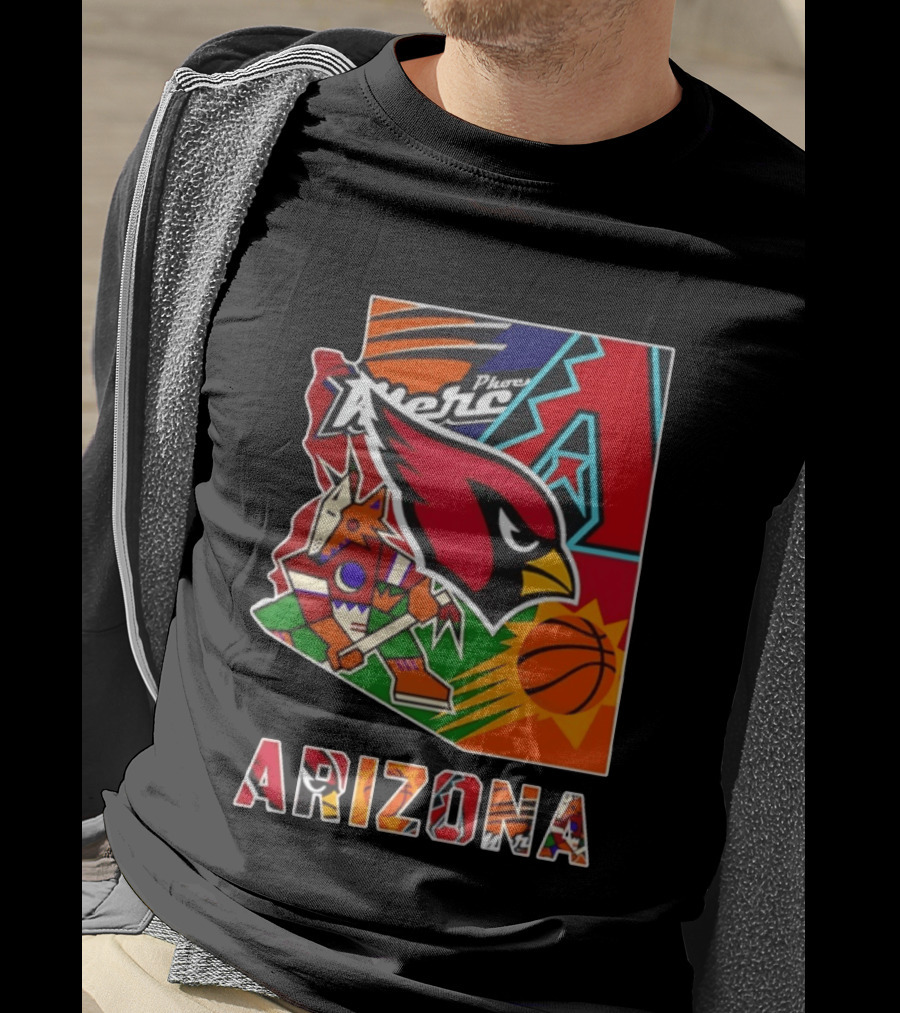Arizona Cardinals Diamondbacks Suns Mercury Coyotes Sports Teams Map 2026 T-Shirt