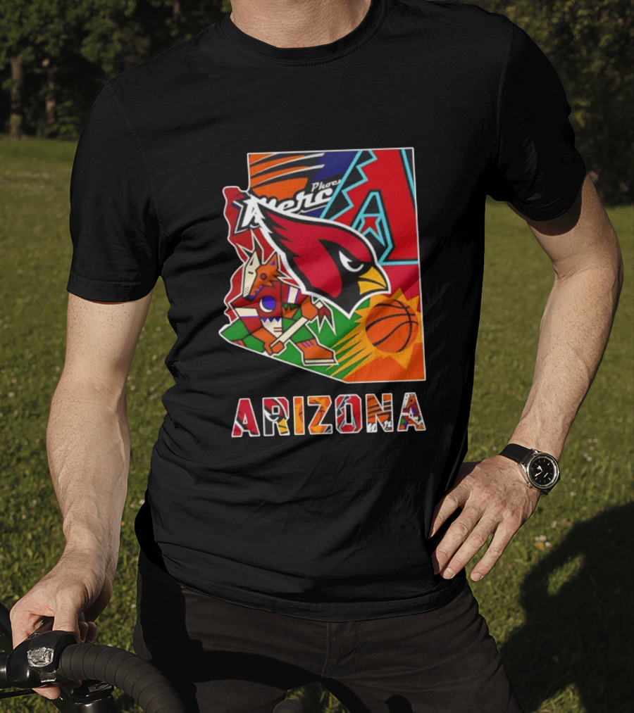 Arizona Cardinals Diamondbacks Suns Mercury Coyotes Sports Teams Map 2026 T-Shirt