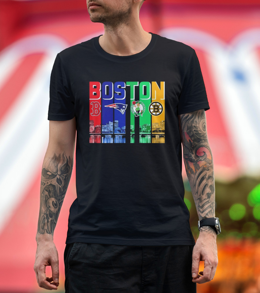 Boston Red Sox Patriots Celtics Bruins Skyline T-Shirt