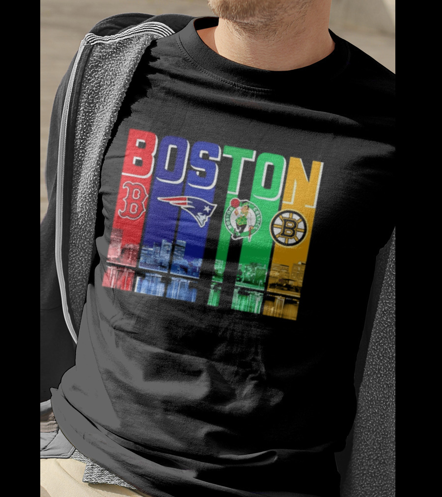 Boston Red Sox Patriots Celtics Bruins Skyline T-Shirt