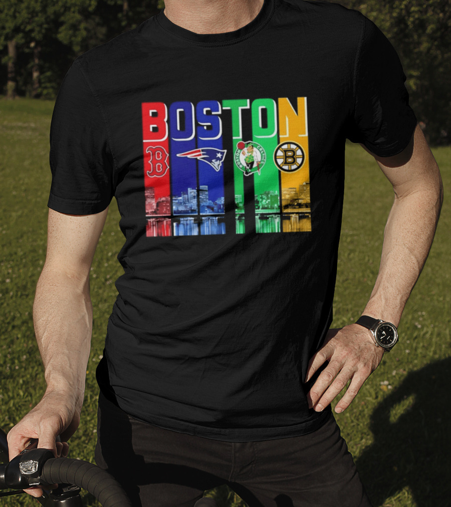 Boston Red Sox Patriots Celtics Bruins Skyline T-Shirt