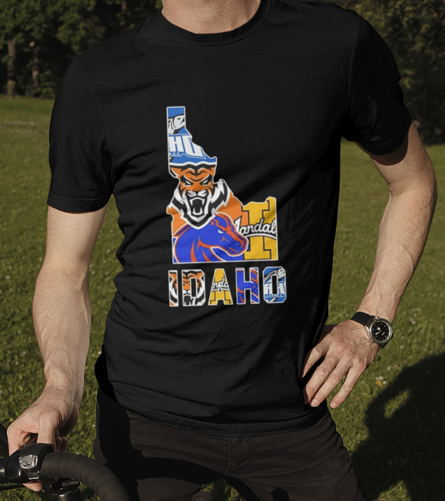 Idaho State Bengals Boise State Broncos Vandals Map Collage 2026 T-Shirt
