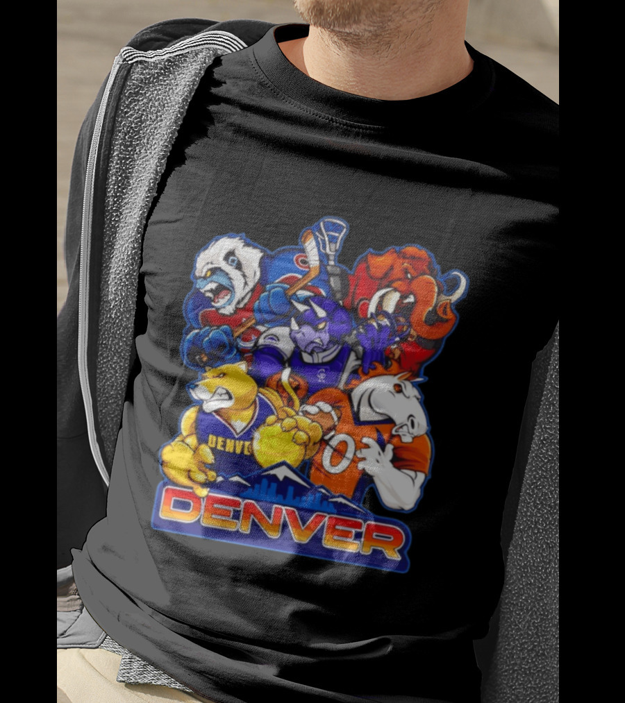 Denver Sports Teams Mascot Collage Featuring Iconic City T-Shirt