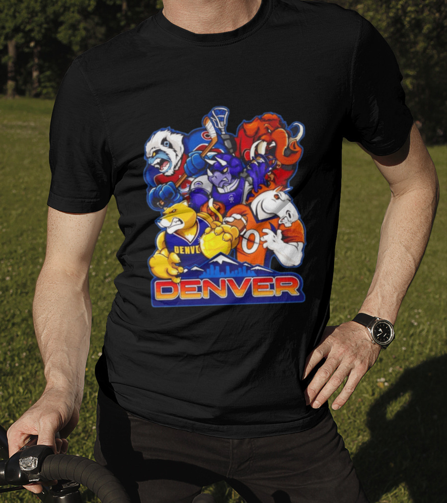 Denver Sports Teams Mascot Collage Featuring Iconic City T-Shirt