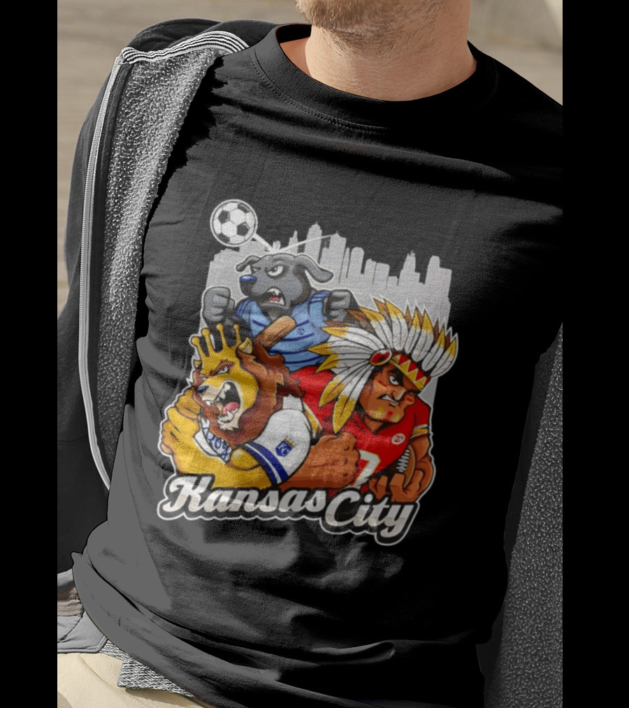Kansas City Chiefs Royals Sporting KC Cityscape Sports Mashup T-Shirt