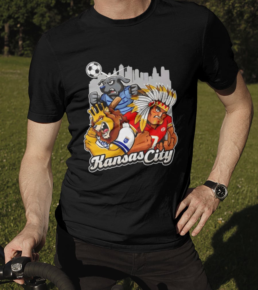 Kansas City Chiefs Royals Sporting KC Cityscape Sports Mashup T-Shirt