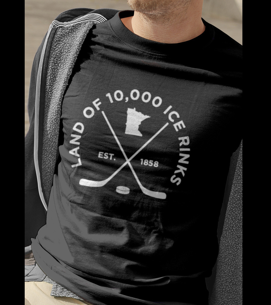 Land Of 10000 Ice Rinks Est 1858 Minnesota Hockey State T-Shirt