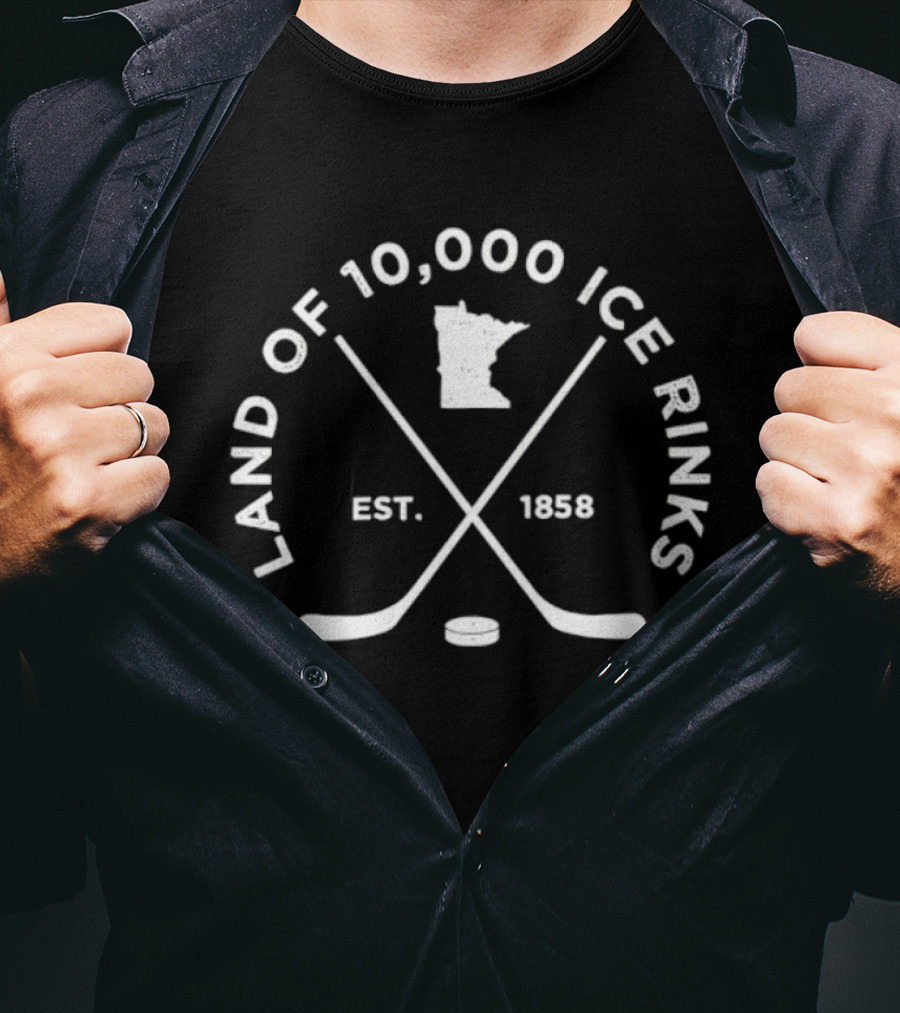 Land Of 10000 Ice Rinks Est 1858 Minnesota Hockey State T-Shirt