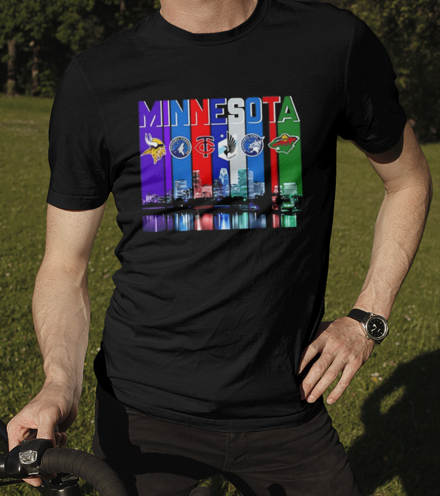 Minnesota Vikings Timberwolves Twins Lynx Wild Skyline 2026 T-Shirt