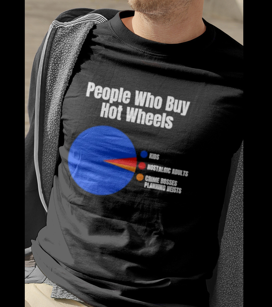 People Who Buy Hot Wheels Nostalgic Adults Crime Bosses Planning Heists Pie Chart T-Shirt