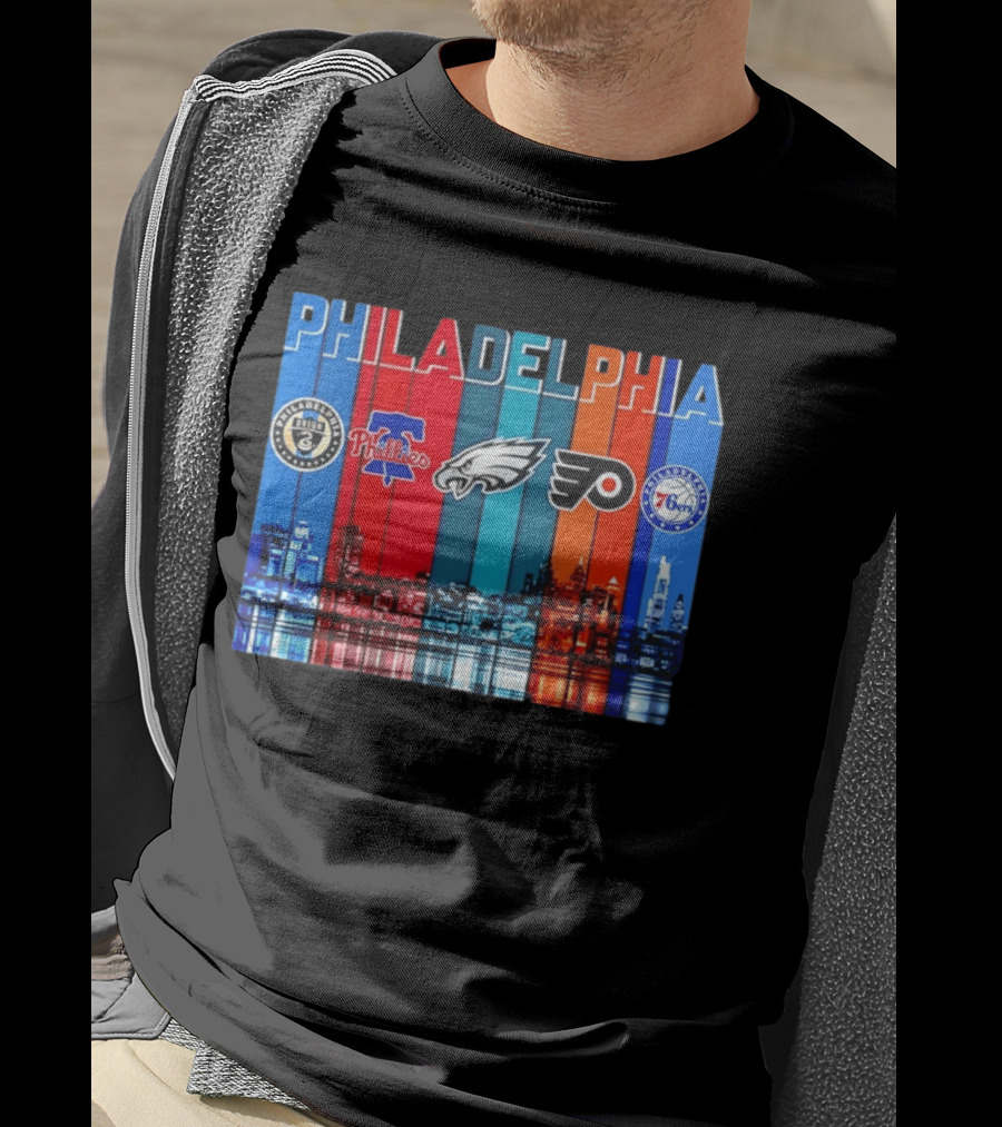 Philadelphia Union Phillies Eagles Flyers 76ers Skyline 2026 T-Shirt