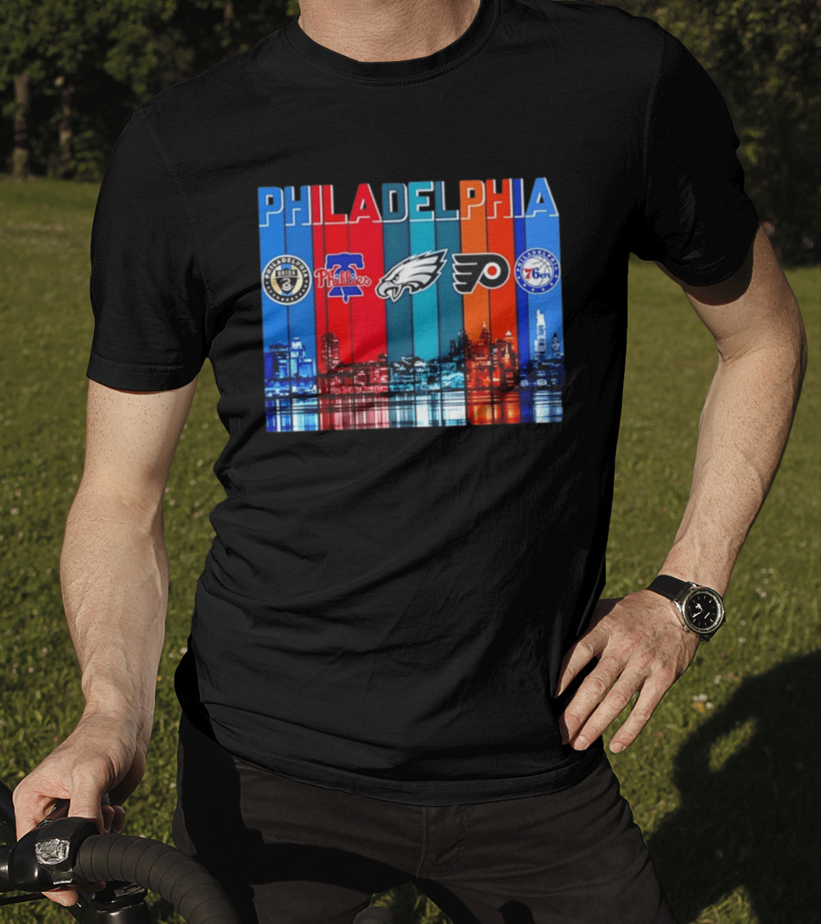 Philadelphia Union Phillies Eagles Flyers 76ers Skyline 2026 T-Shirt