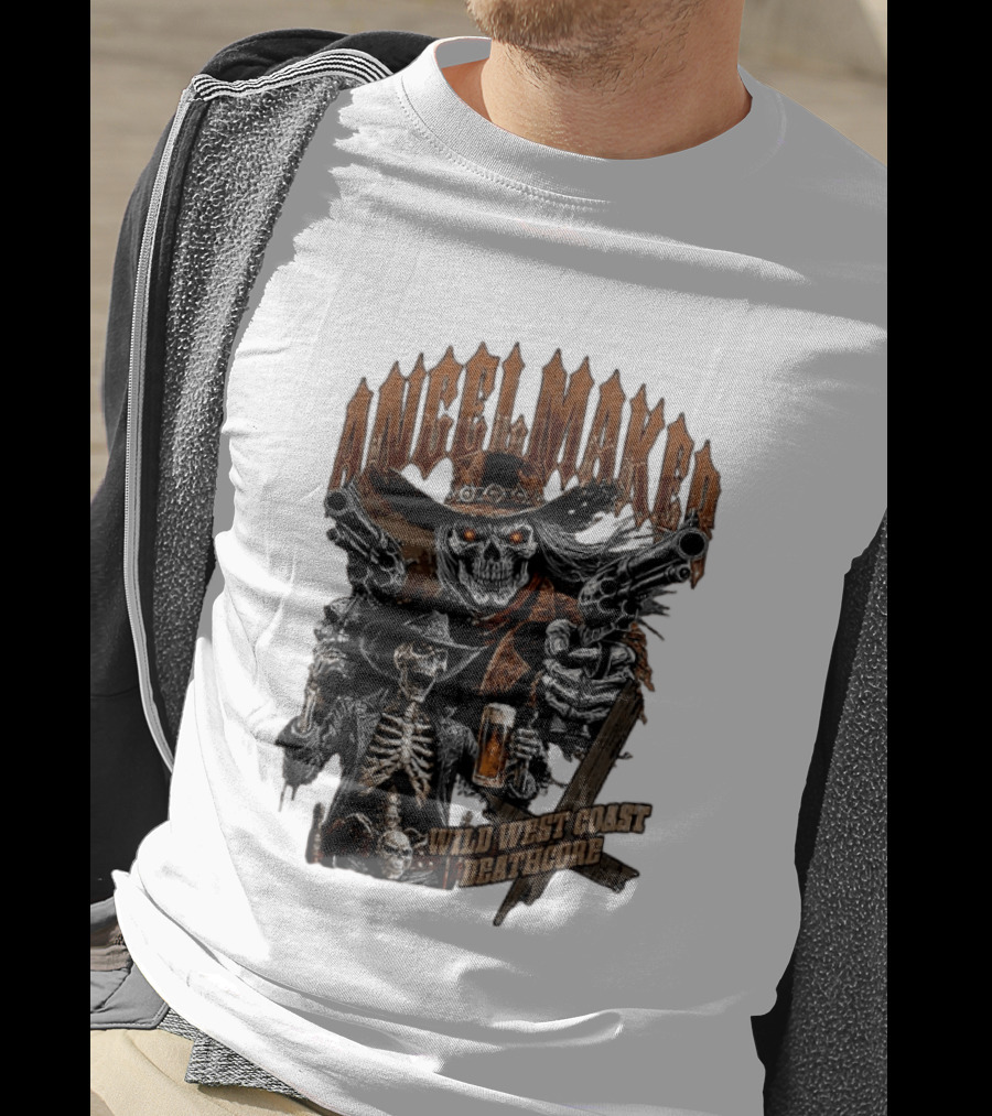 AngelMaker Wild West Coast Deathcore Skeleton Gunslinger Violence T-Shirt