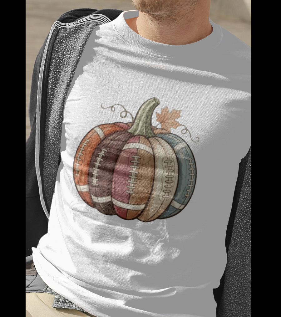 Football Pumpkin Fall Autumn Sports Harvest Season Decor T-Shirt