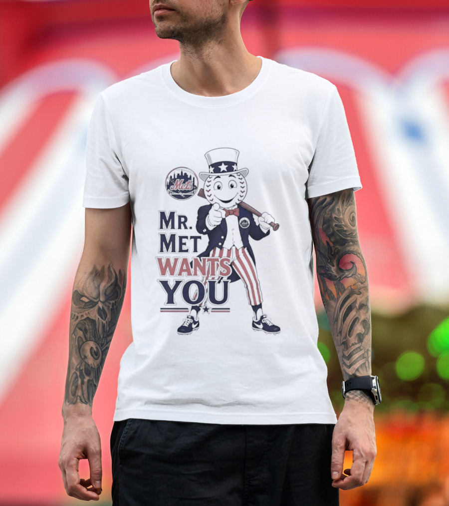 Mr. Met Wants You New York Mets Uncle Sam Baseball Fan T-Shirt