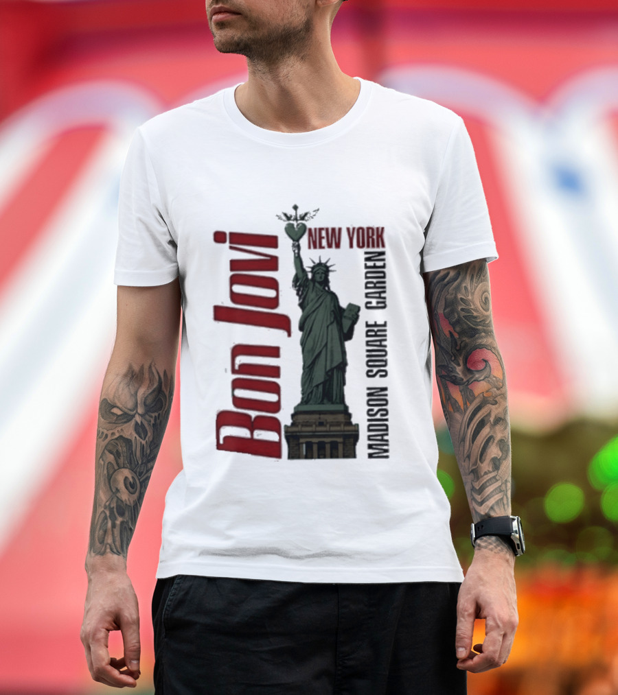 Bon Jovi Statue Of Liberty New York Madison Square Garden T-Shirt