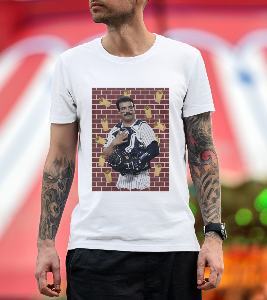 Yankees Austin Wells Catcher With Brick Wall And Burrito T-Shirt