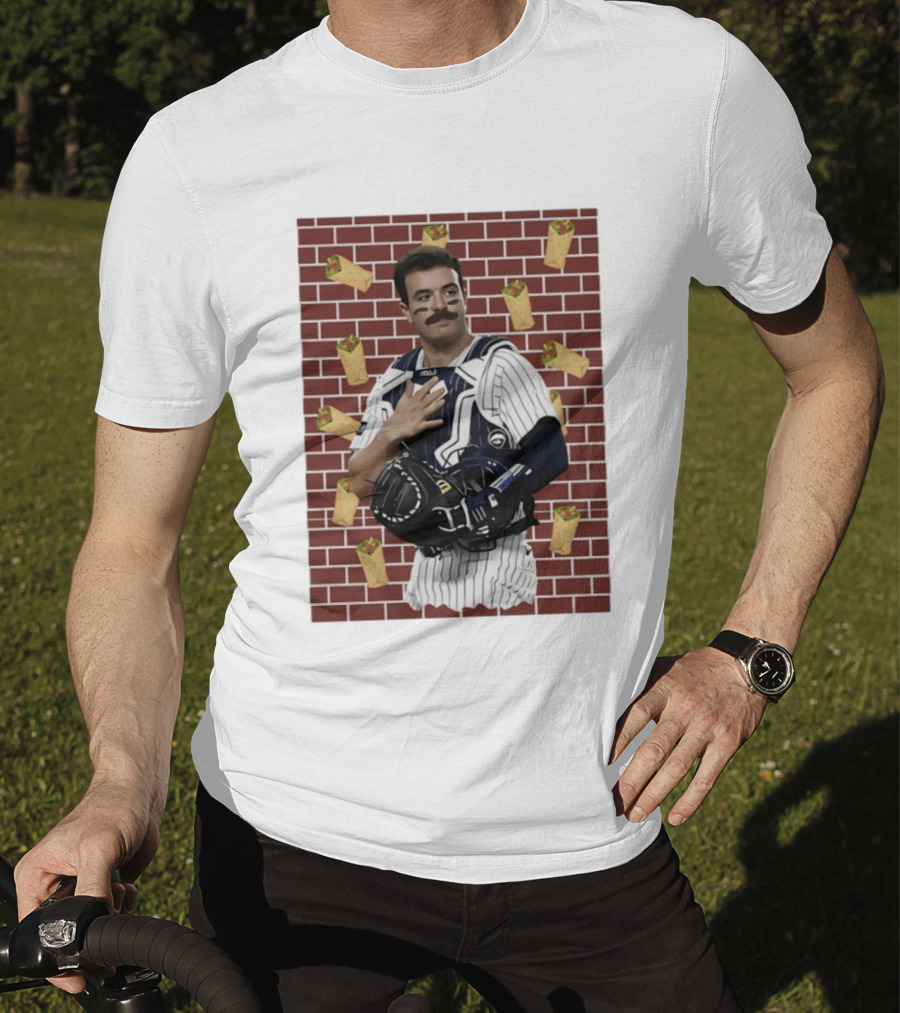 Yankees Austin Wells Catcher With Brick Wall And Burrito T-Shirt