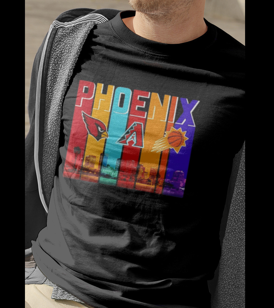 Phoenix Cardinals Diamondbacks Suns Skyline Sports Logos T-Shirt