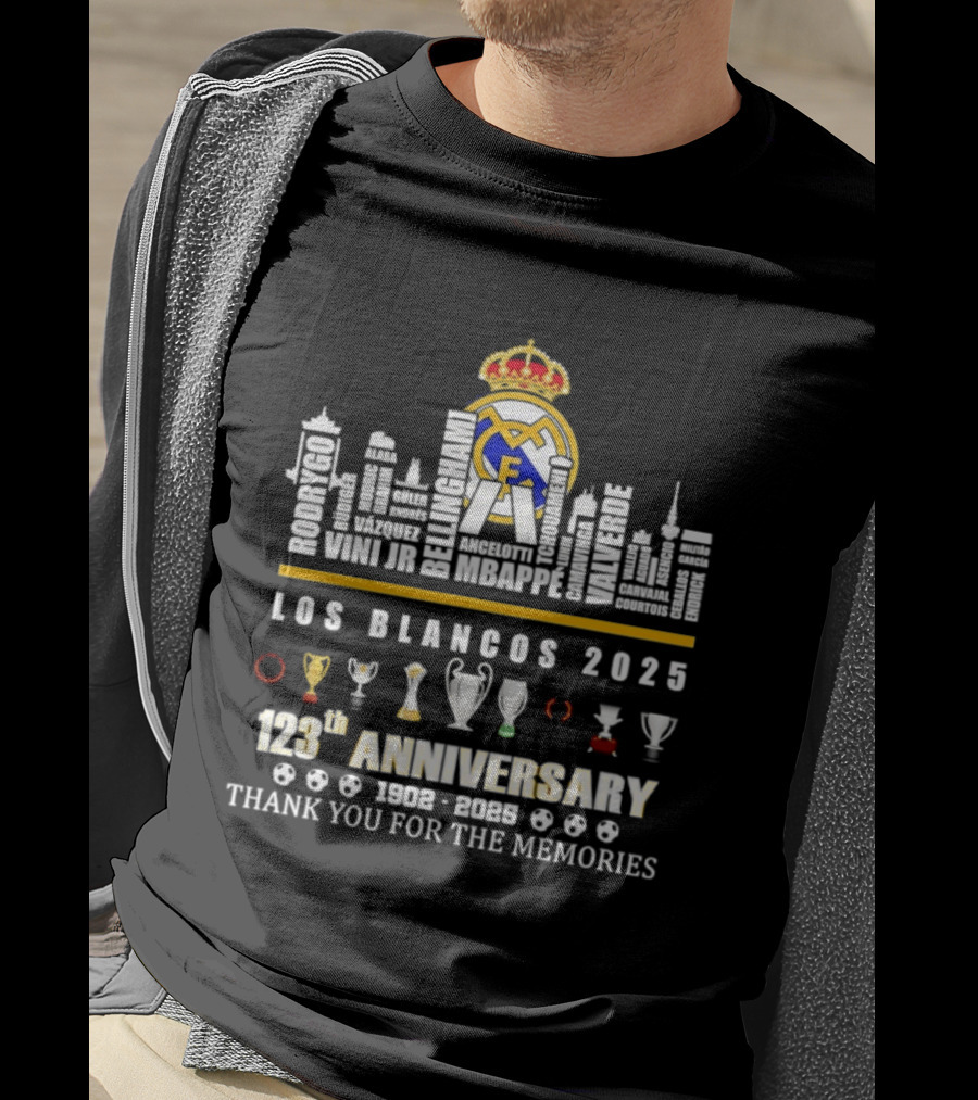 Real Madrid Los Blancos 2025 123th Anniversary 1902 2025 Thank You For The Memories T-Shirt