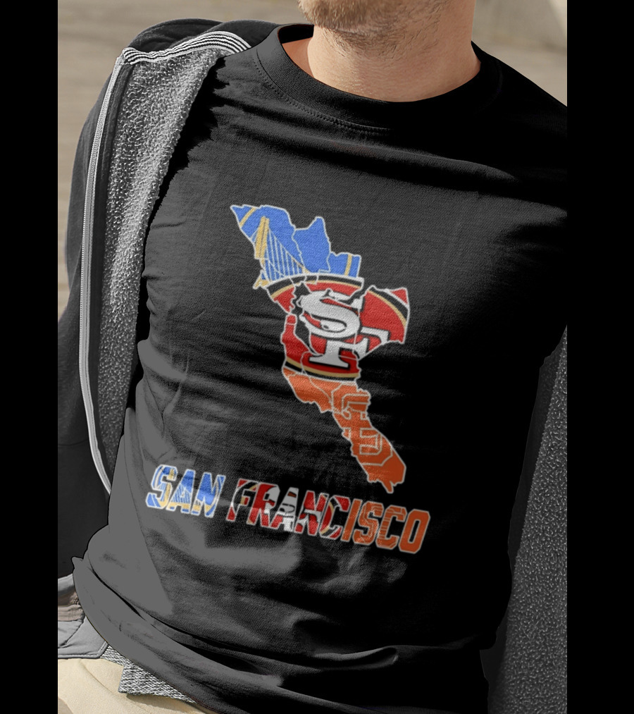 San Francisco State Map Golden State Warriors 49ers 2026 T-Shirt