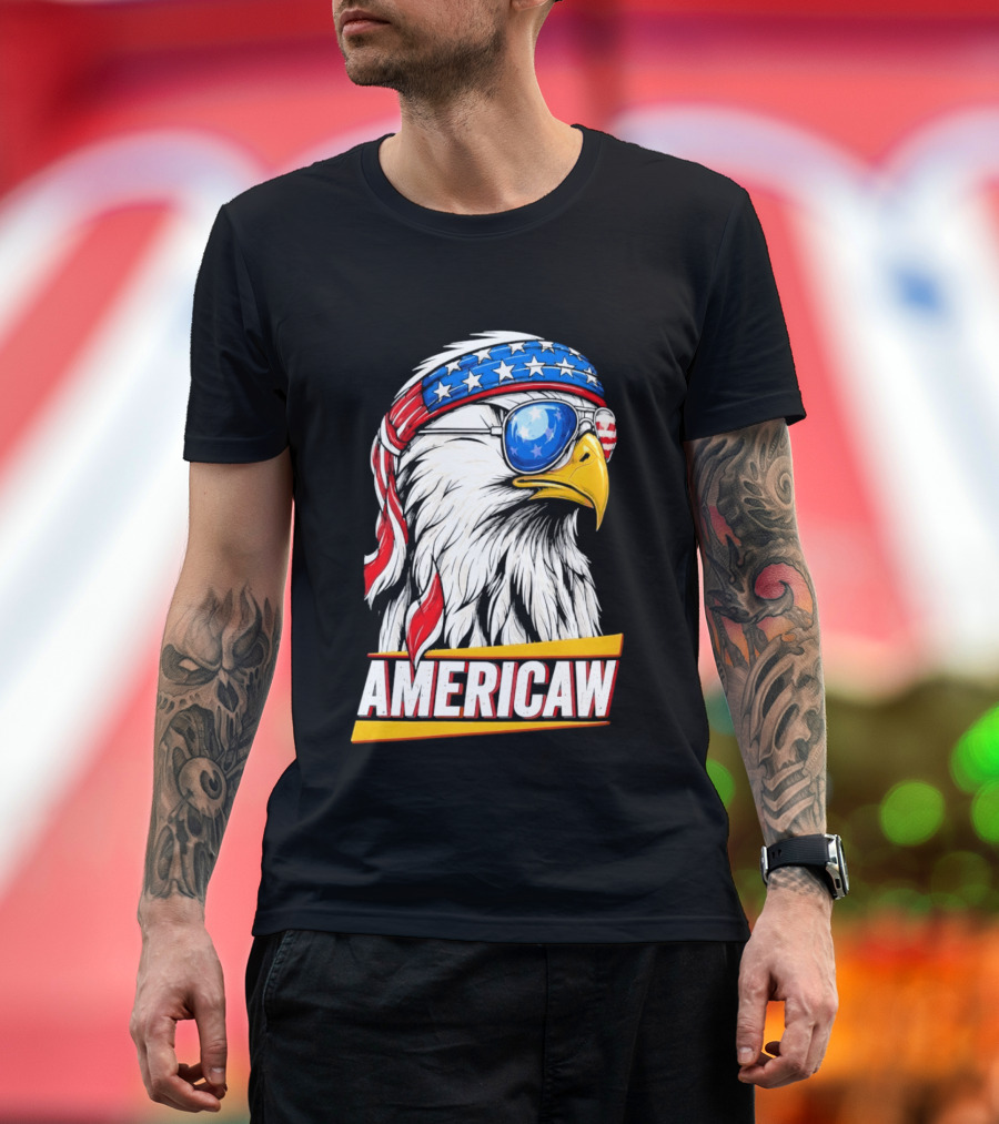 Bald Eagle Americaw Bandana American Flag USA T-Shirt