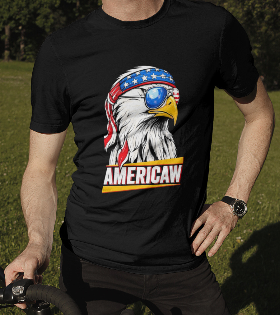 Bald Eagle Americaw Bandana American Flag USA T-Shirt