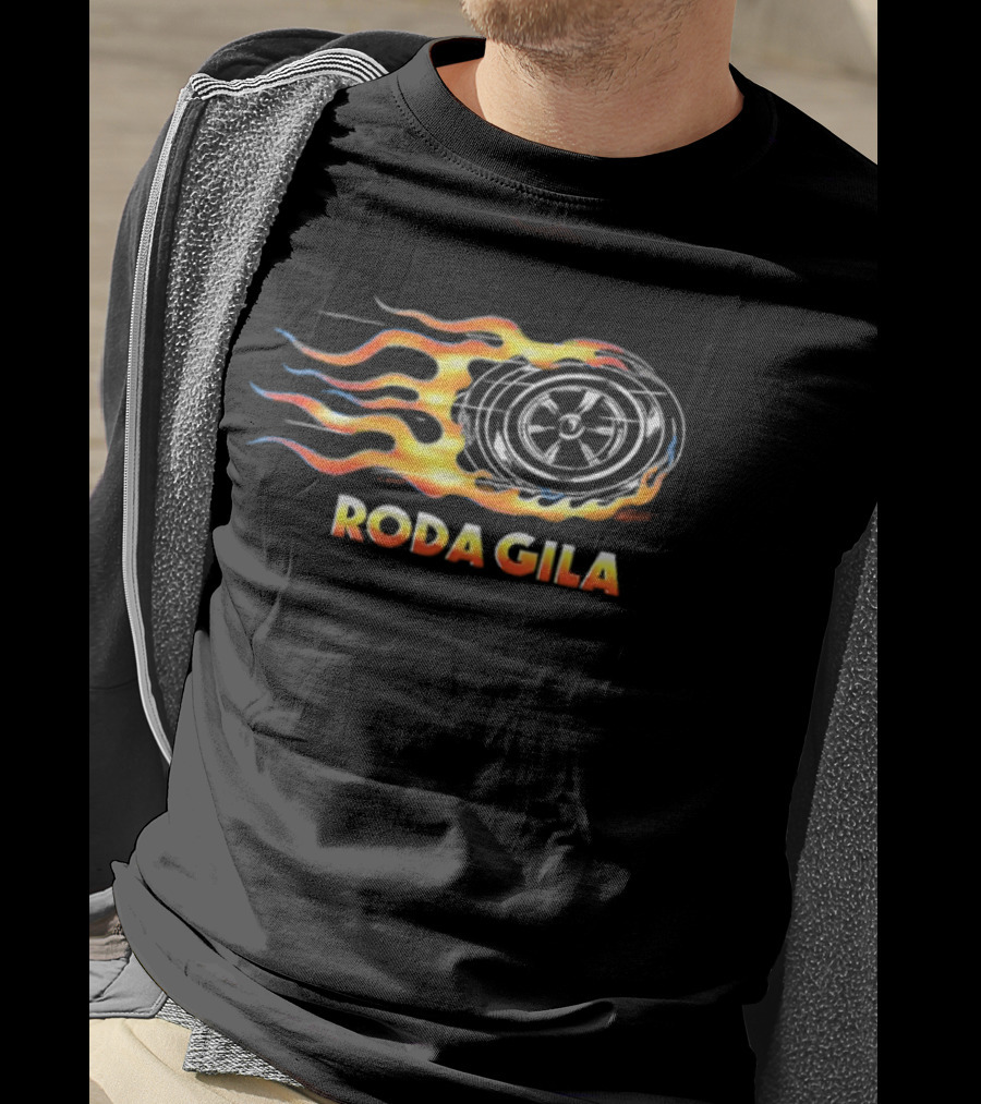 Roda Gila Kelompok Penerbang Roket Motorbike Flame Wheel Graphic 2 Sided T-Shirt