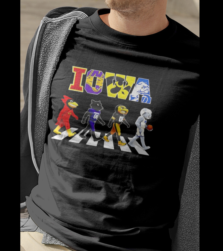 Iowa Mascots Abbey Road 2026 Cyclones Panthers Hawkeyes Bulldogs T-Shirt