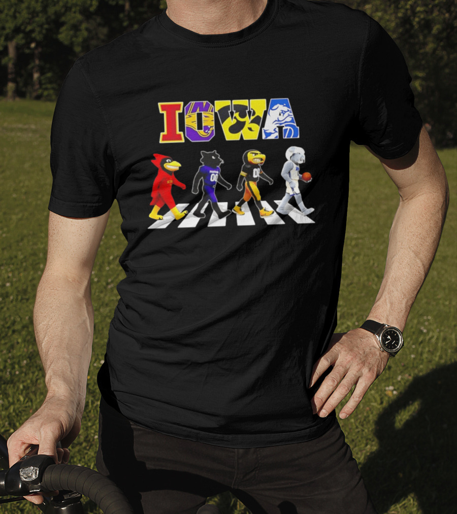 Iowa Mascots Abbey Road 2026 Cyclones Panthers Hawkeyes Bulldogs T-Shirt