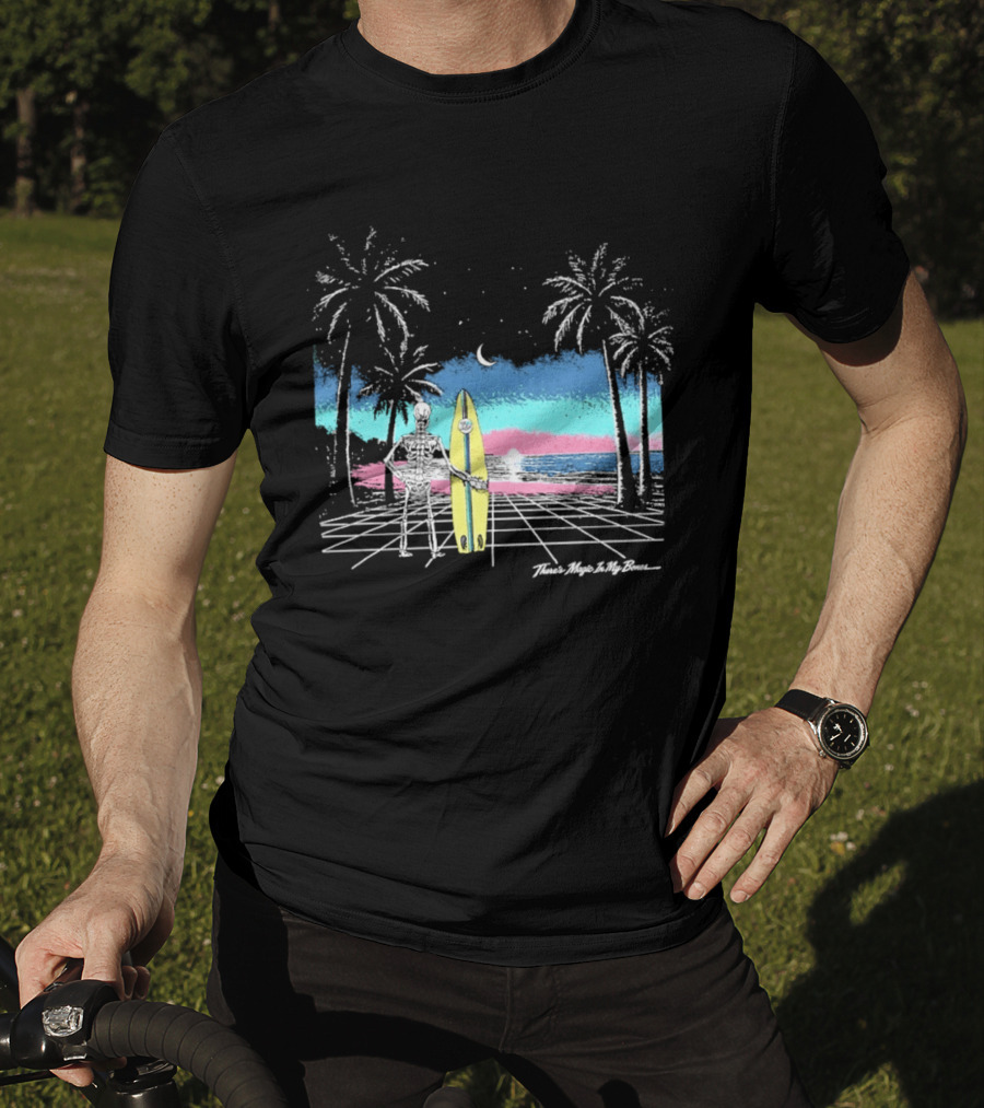 Imagine Dragons There's Magic In My Bones Retro Tropical Surf Scene Palms Sunset Ocean Beach Moon Surfer T-Shirt