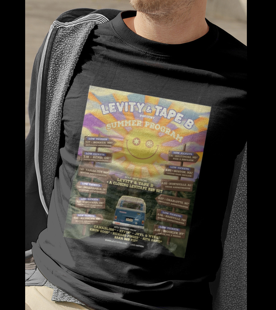 Levity & Tape B Summer Program 2026 Tour Dates Featuring Levitate B2B Set With Canabliss Effin Jkyl & Hyde T-Shirt